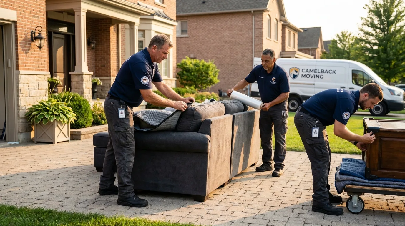 Large estate moving crew wrapping furniture in Petaluma, CA