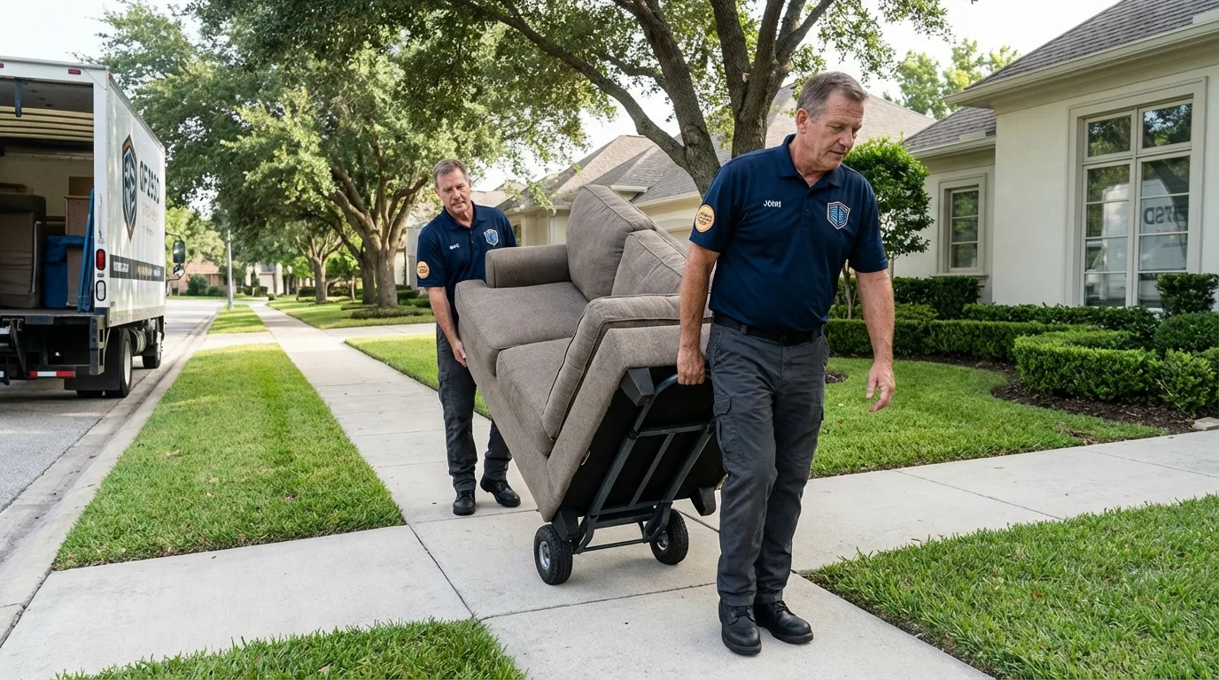 Local residential moving crew loading furniture in Petaluma, CA